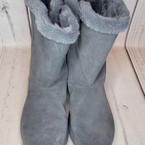 Skechers Gogomat Women's Size 10 Gray Suede Leather Winter Faux Fur Boots - Picture 7 of 11
